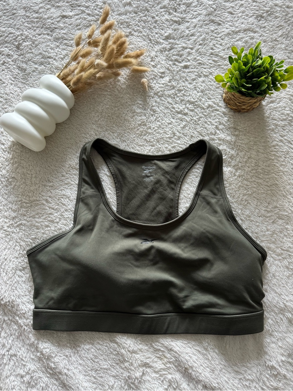 Reebok Olive Green Racerback Support Sports Bra